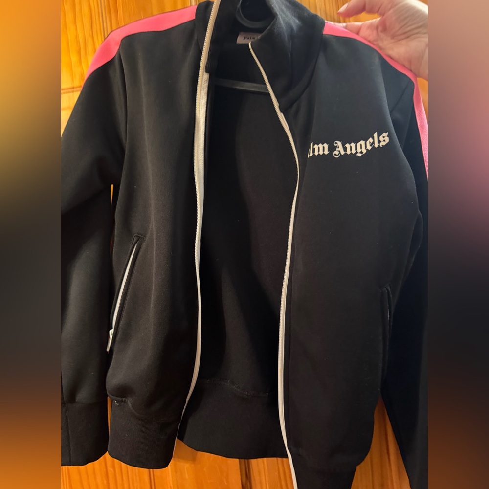 Palm Angels Black Jacket with Pink Details